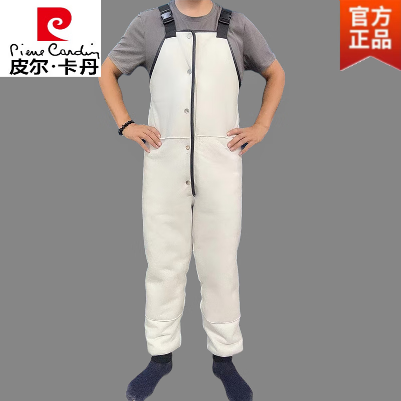 一体加厚羊毛裤高腰护背连体背带保暖内胆男女皮裤 白色 腰围二尺四