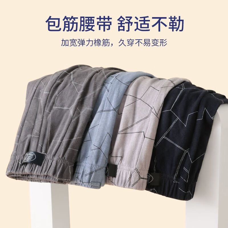 浪莎男士内裤男生男款棉质平角裤裤衩男式四角裤短裤头男人春秋 4条装[条纹时尚款] 4条 3XL /185