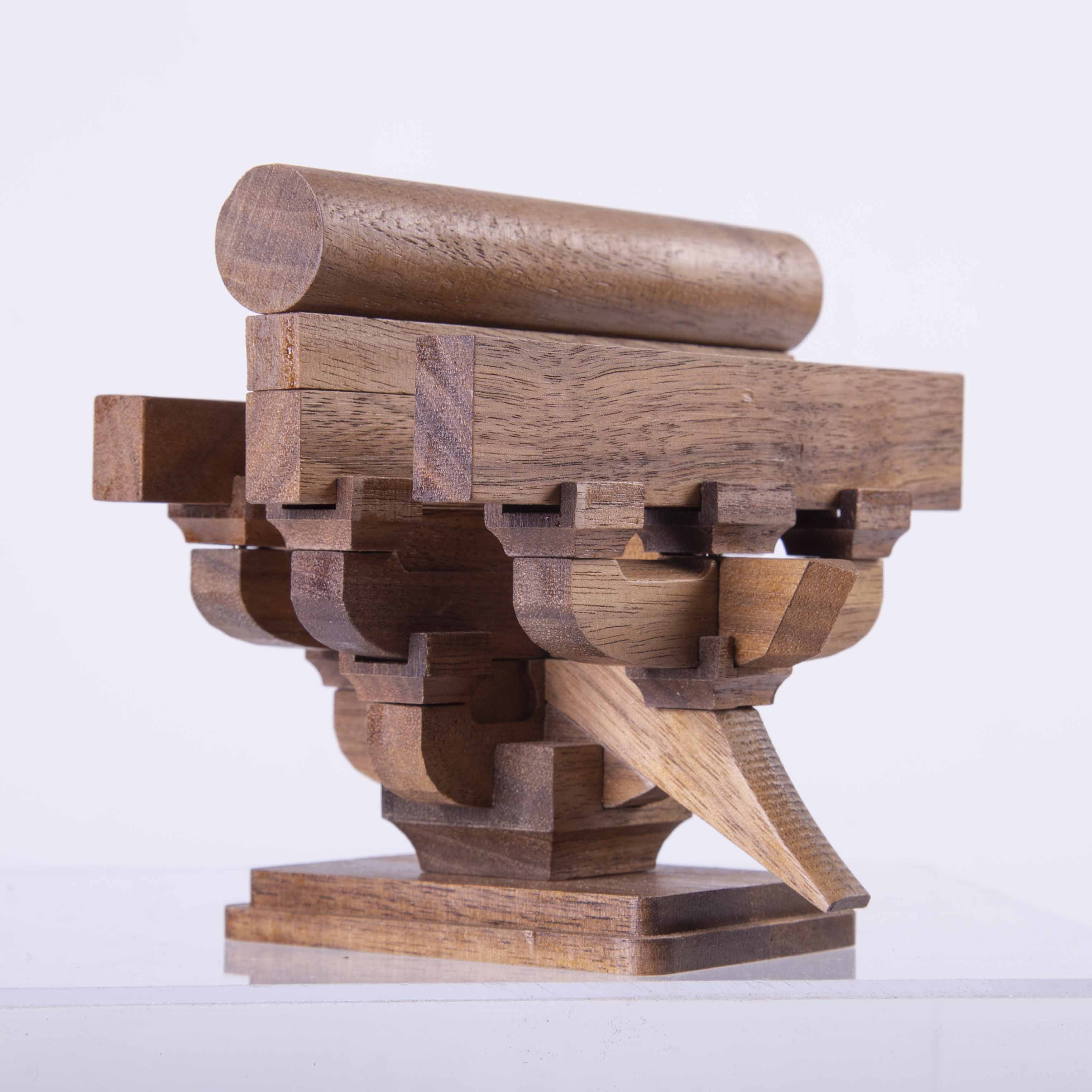 琉滋木质积木 宋风中国古建筑榫卯宋式斗拱黑胡桃实木拼插结构国潮拼