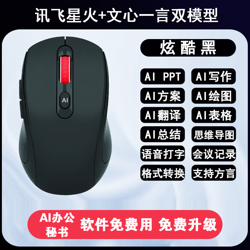 罗果AI智能语音鼠标无线声控打字ppt写作输入截图翻译蓝牙电脑办公鼠标可充电 AI语音鼠标/黑色【语音打字/绘画/ppt/写作】 京东折扣/优惠券