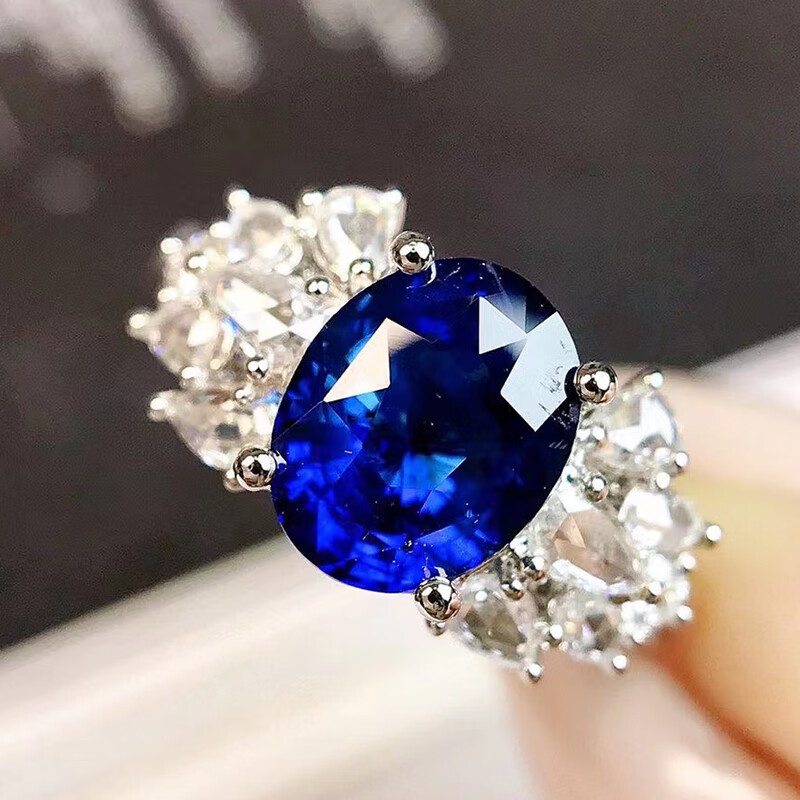 tethys 蓝宝石戒指珠宝首饰彩宝手饰18k金镶钻 金重3.69克 主石2.59ct