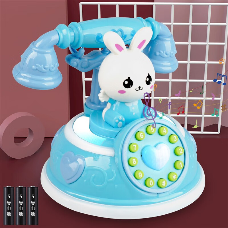 微凡嘉(weifanjia)儿童复古卡通座机早教故事机模式仿真电话机灯光