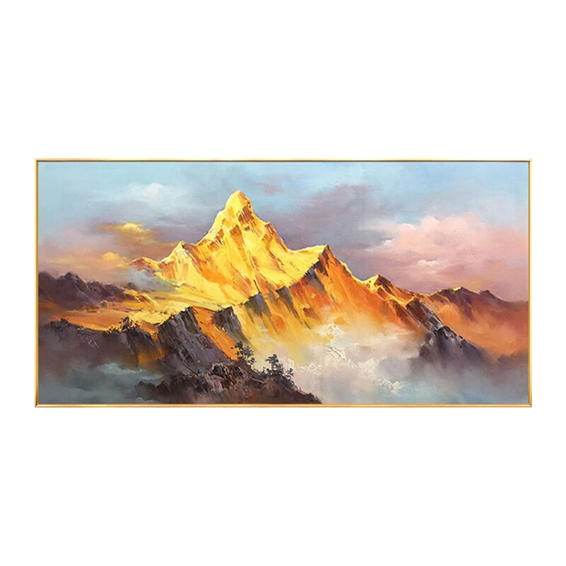 彩象手绘抽象油画背靠金山客厅装饰画现代简约沙发背景墙轻奢大幅挂画