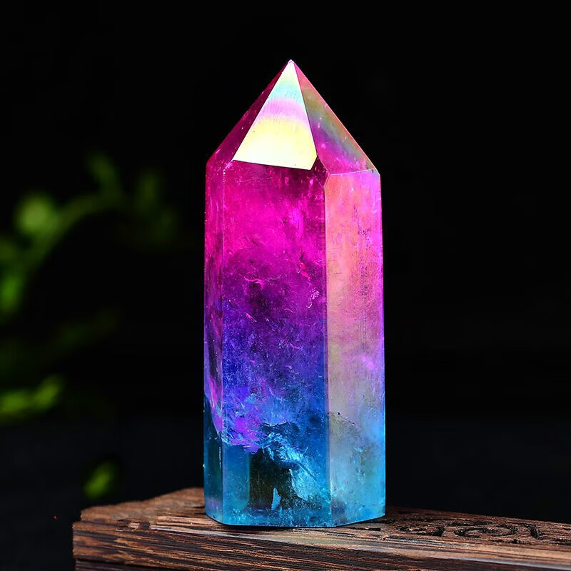 银驾电镀白水晶六棱柱摆件原石单尖水晶柱子家居办公摆设 高约67厘米