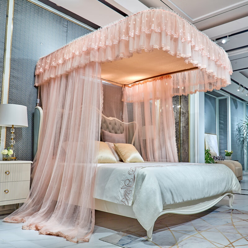 喜家隆宫廷式蚊帐可升降新款防尘遮光顶u型导轨1.5m1.