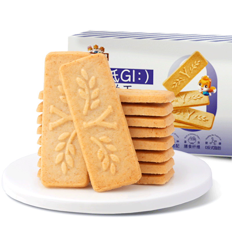 三只松鼠0糖低GI谷物饼干 粗粮健康饱腹代餐无糖零食 藜麦莓果味500g/盒