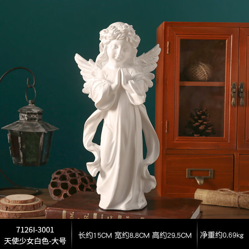杉贝欧式复古桌面小天使女孩摆件石膏雕塑雕像教堂婚礼拍照婚庆道具