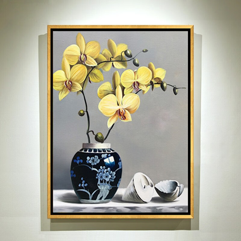 艺幻现代简约纯手绘油画装饰画欧式客厅两联组合挂画餐厅玄关壁画花卉