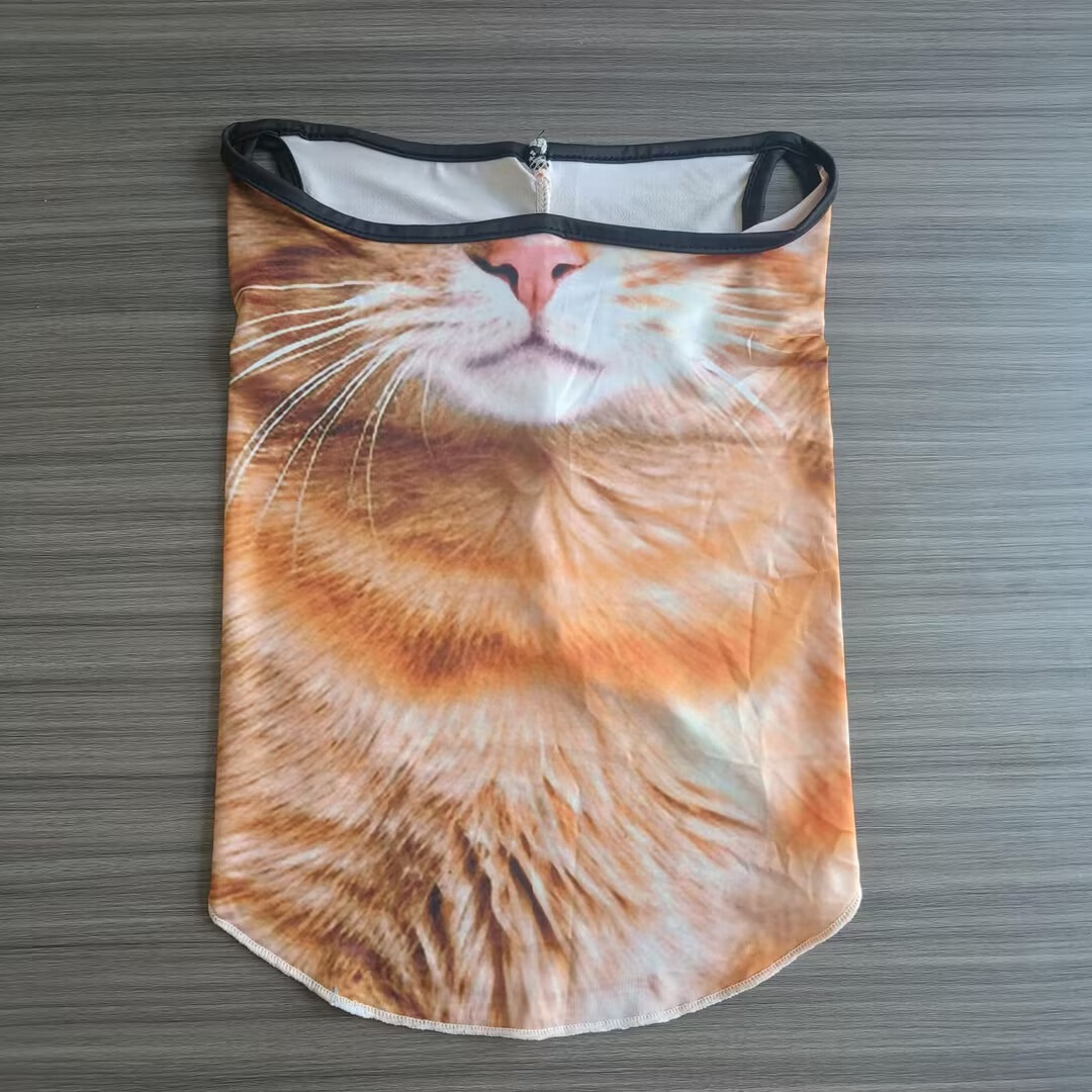 2024夏季新款遮全脸护颈一体面罩3d立体夏季动物猫咪挂耳 橙猫猫