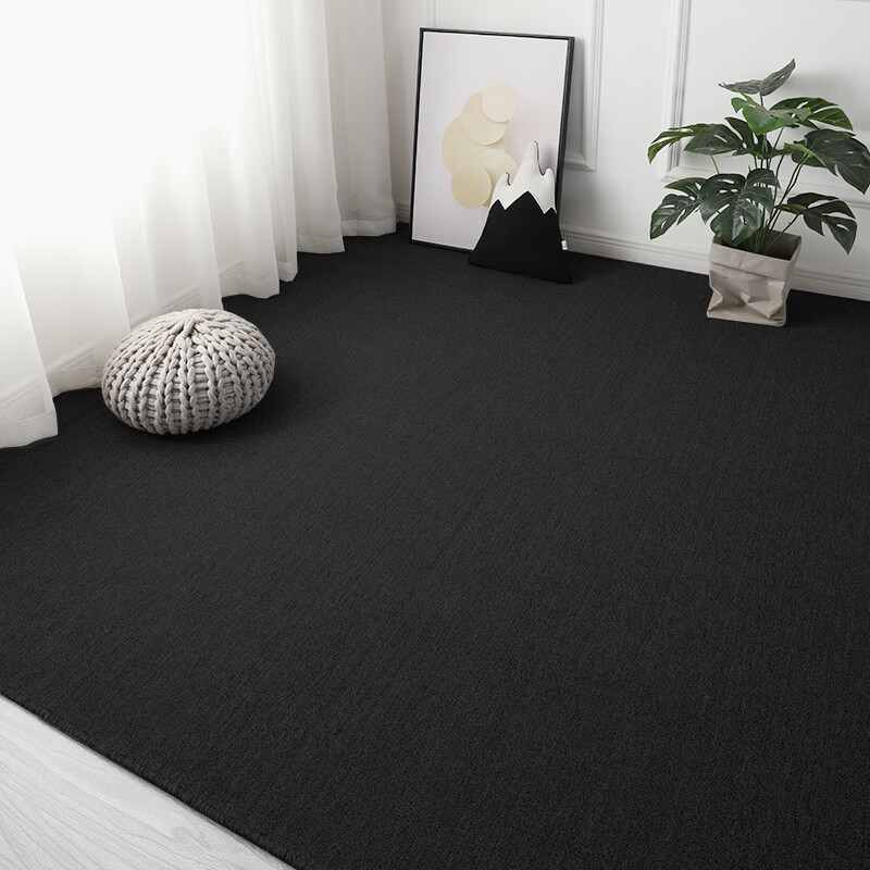 谜漾地毯大面积 水泥地使用纯黑色满铺摄影拍照地垫水泥地整铺瓷砖店