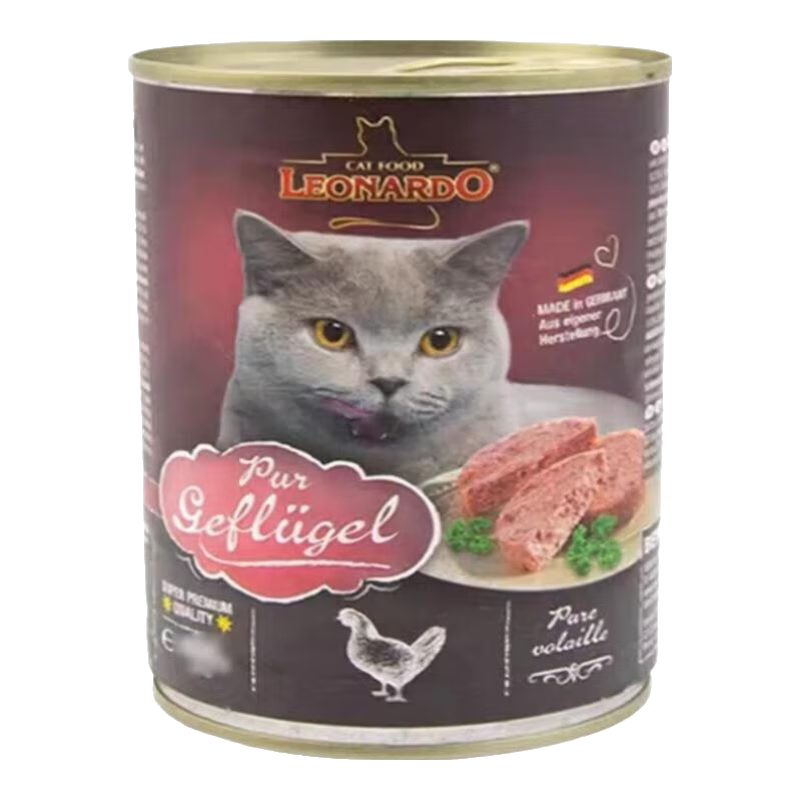 LEONARDO小李子猫罐头德国进口主食罐头无谷鲜肉罐头湿粮成猫  经典鸡肉味800g*6罐