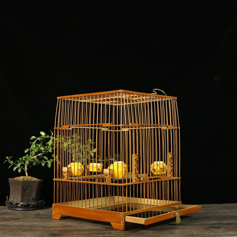 方笼精品竹笼小鸟笼绣眼贝子黄雀玉鸟芙蓉笼红子老竹笼 笼子带配件