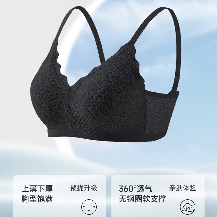 芬腾聚拢内衣女小胸美背收副乳上托防下垂蕾丝文胸无钢圈新款胸罩夏季 奶白+浅水蓝 M （85-100斤）