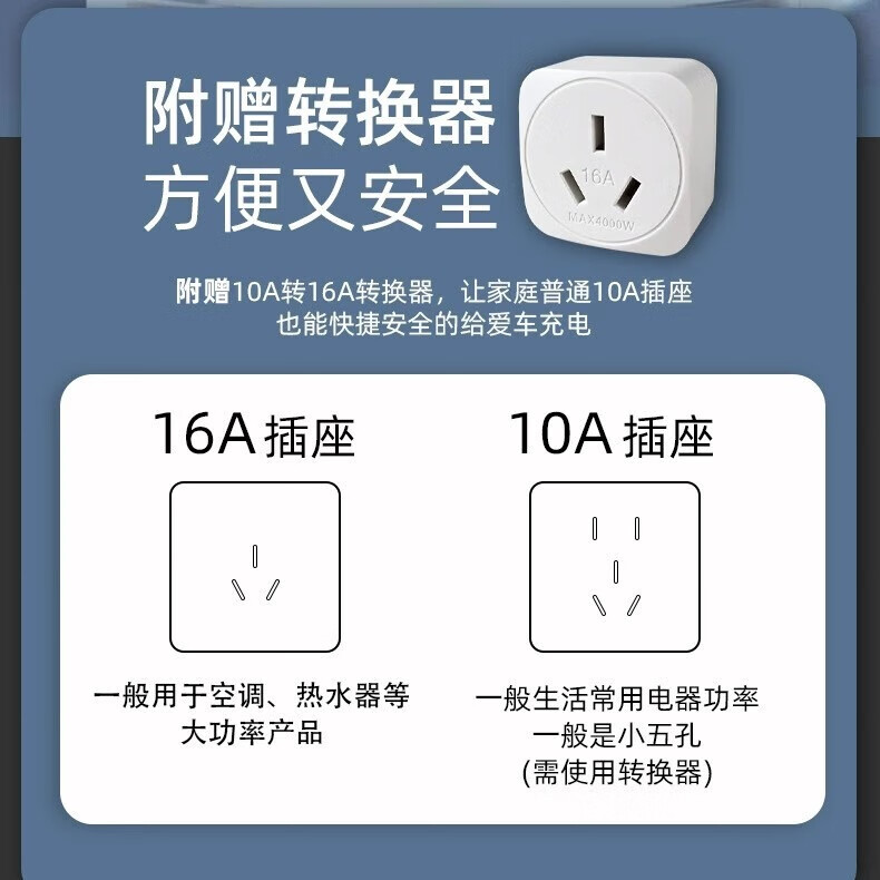 京宝电小鹏mona m03随车充电器家用220v免接地线充电枪3.5kw/7kw便携式充电桩 小鹏MONA M03【标准款】 【20米线】7KW电表单独接线充电