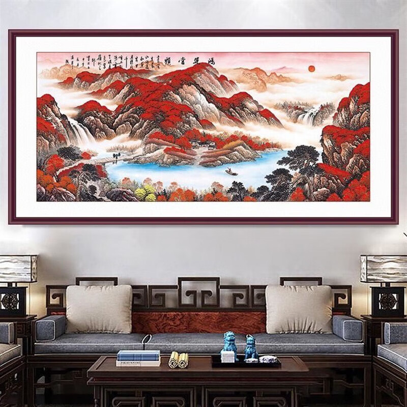 画客厅沙发背景墙办公室风水画好寓意墙壁画自粘横幅贴画 鸿运当头