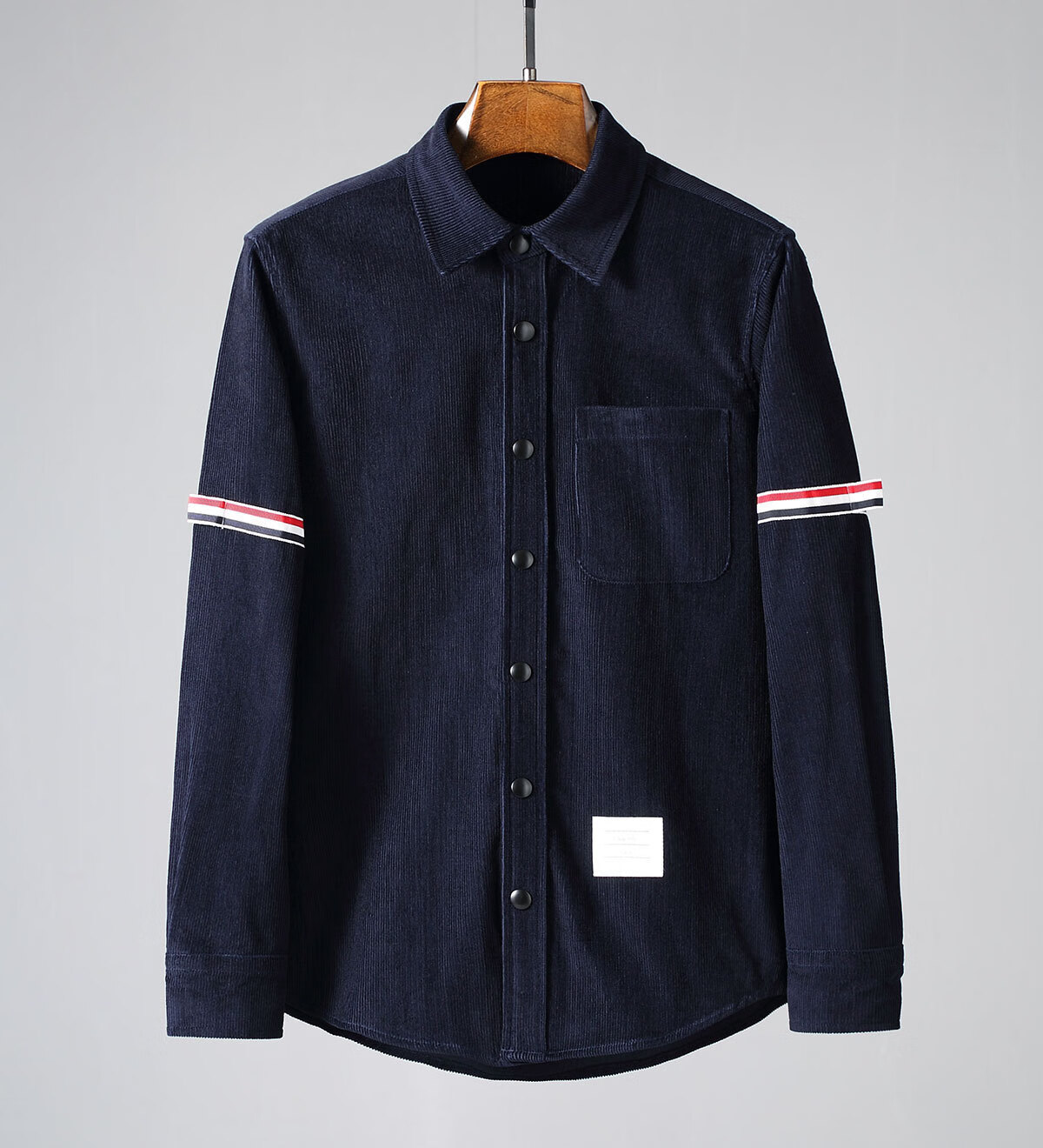 阿布利汤姆布朗tb 新款秋冬男装长袖外套双袖织带灯芯绒衬衫潮牌衬衣