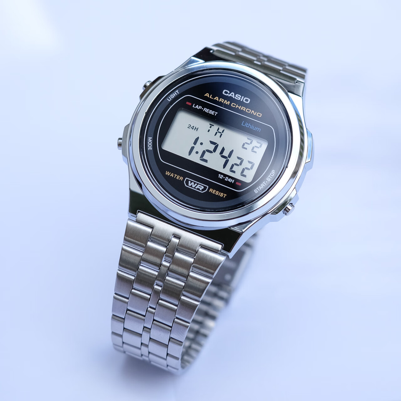 卡西欧(casio)复古小圆表电子钢带小金表中性手表a171we-1a a171we-1a