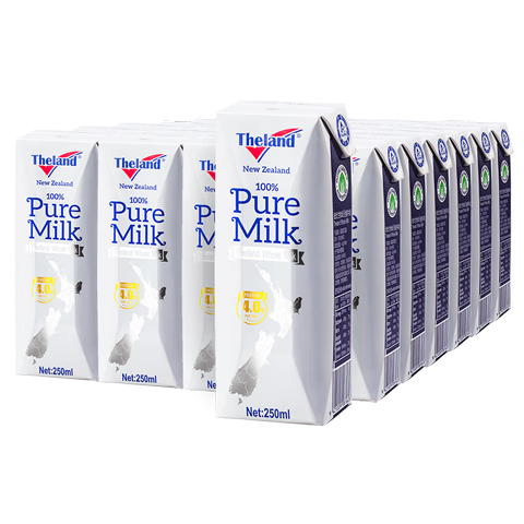 纽仕兰（Theland）4.0g蛋白质全脂牛奶新西兰进口 250ml*24盒高钙纯牛奶 进口礼盒装 全脂24盒