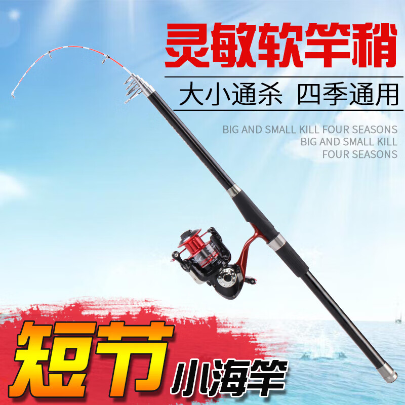 刃釣海竿靈敏小海桿軟竿稍串鉤拋竿短節(jié)海釣魚竿海桿拋桿軟尾小海竿 2.1m 單竿【不帶輪】