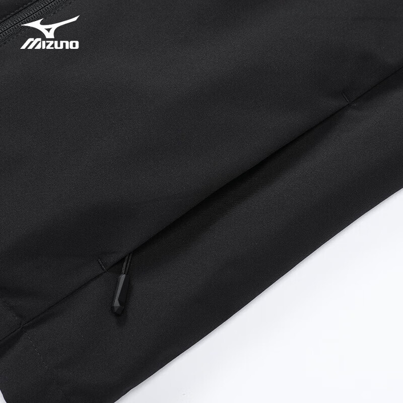 美津浓(MIZUNO)户外夹克男防风保暖徒步登山服连帽休闲软壳复合外套男 黑色【春秋款】 XL