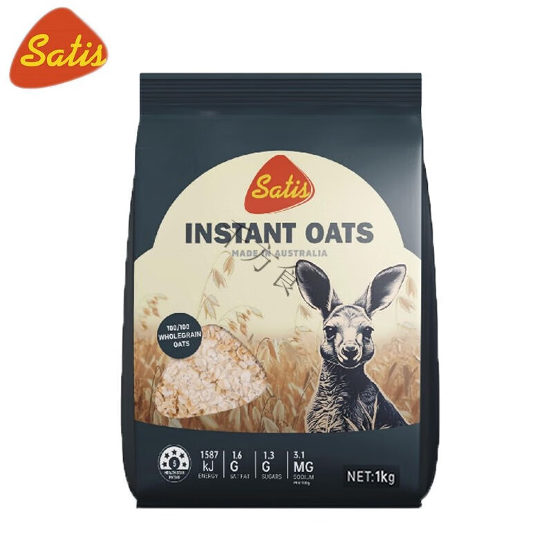 特產(chǎn)優(yōu)聯(lián) Satis賽迪思速食燕麥片1kg 澳大利亞進(jìn)口即食早餐沖飲無蔗糖添 速食燕麥片1kg*1袋