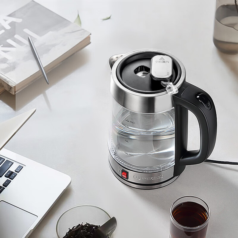 QUEENSENSE【顺丰速运】德国QUEENSENSE烧水壶家用电水壶保温热水壶玻璃电热水壶开水壶 1.7L 【经典款】保温24H+双层防烫+智能温控
