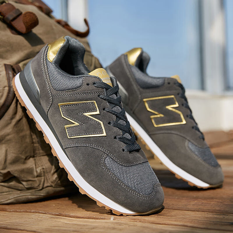 新百伦领跑秋季运动鞋男鞋休闲韩版n字鞋潮板鞋百搭透气网面跑步鞋 灰