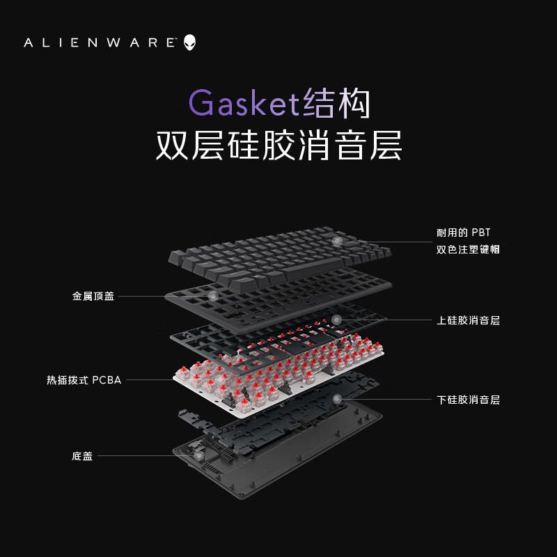 外星人(Alienware)Pro专业版三模无线紧凑型TKL家用电竞游戏机械键盘 超长续航 支持热插拔 节日礼物黑色