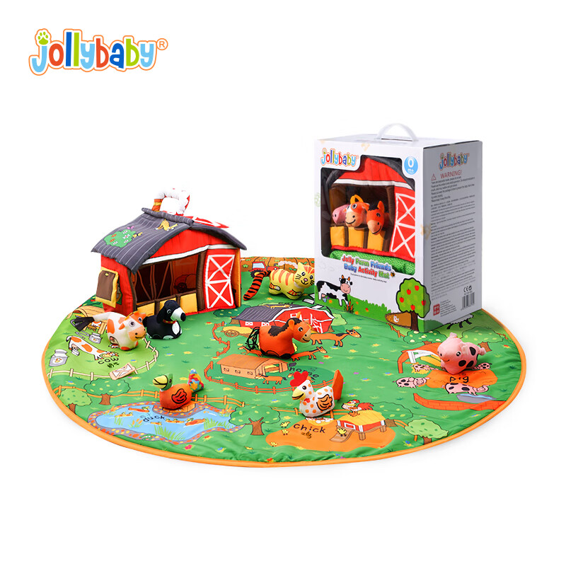jollybaby 婴儿宝宝0-3岁早教游戏立体布书儿童玩具地毯礼盒装 农场游戏毯