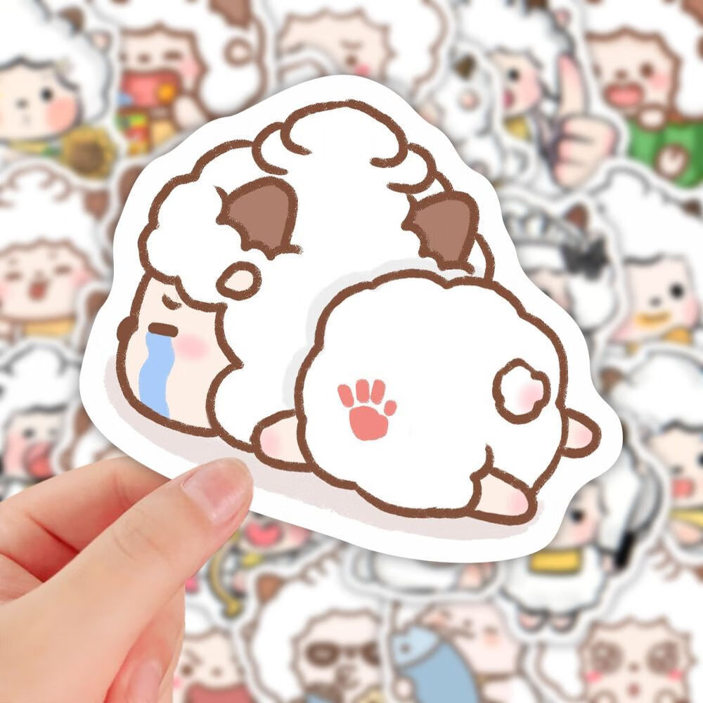 zrk卡通q版小羊贴纸童年回忆动漫影视贴画手账素材自粘diy装饰胶带 59