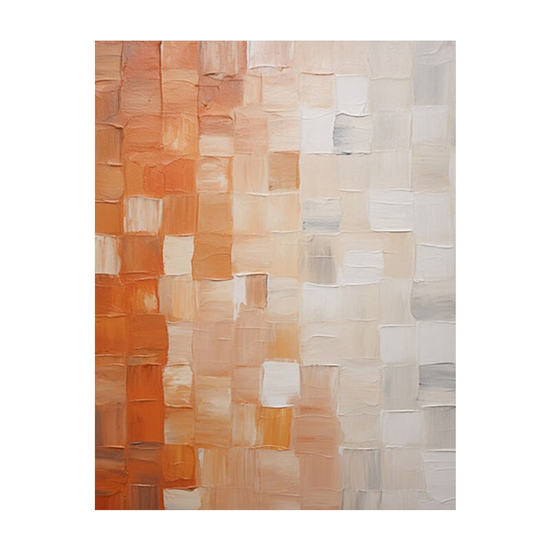 抽象肌理纯手绘油画高级感轻奢玄关挂画暖色调现代简约客厅装饰画 无