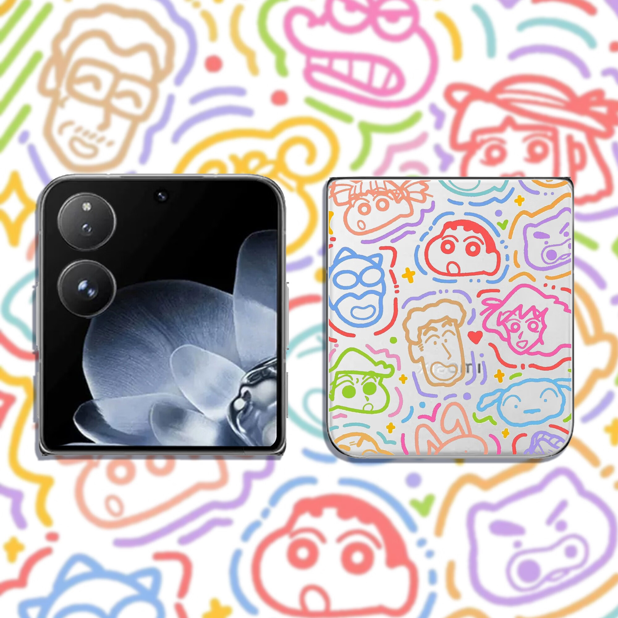 可爱线条小新全家福 小米mixflip