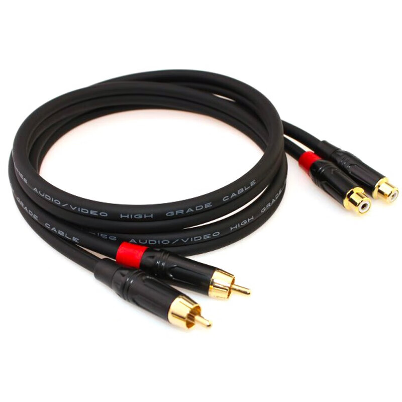 七幻 双莲花公对母音频线 AV红白 二对二 2RCA延长线CD 功放音箱音响调音台连接线 双莲花延长线【公对母】 12米