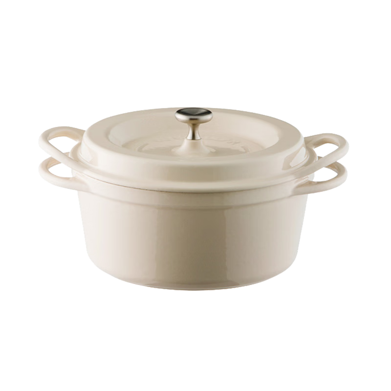 VERMICULAR【奶油風(fēng)琺瑯鍋】唯米樂(lè)日本進(jìn)口 家用鑄鐵鍋0.85L-5L煲湯鍋0鉛鎘 1.75L_米黃色奶油白琺瑯鍋 18cm