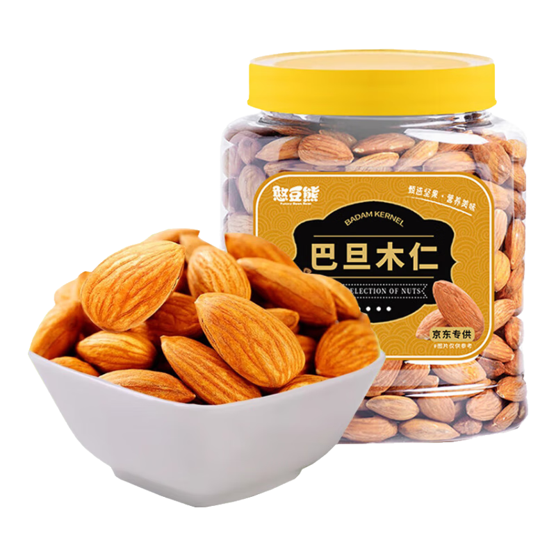 憨豆熊巴旦木仁400g 罐装 每日坚果大杏仁炒货休闲零食干果扁桃仁