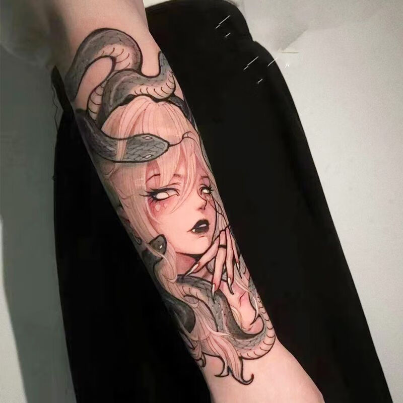 矢向草本纹身·贴防水美杜莎半洗不掉男生款果汁花臂高颜值 主图两张