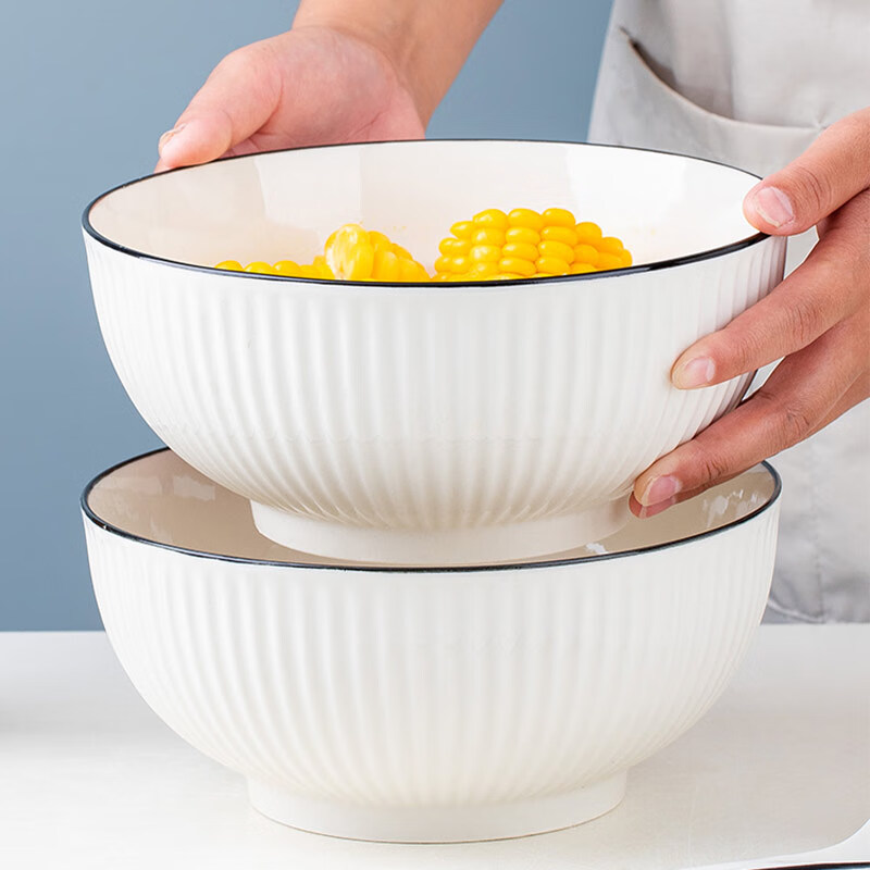 浩雅景德镇 陶瓷餐具泡面碗大汤碗拉面碗微波炉 墨雅8英寸汤碗2个装属于什么档次？