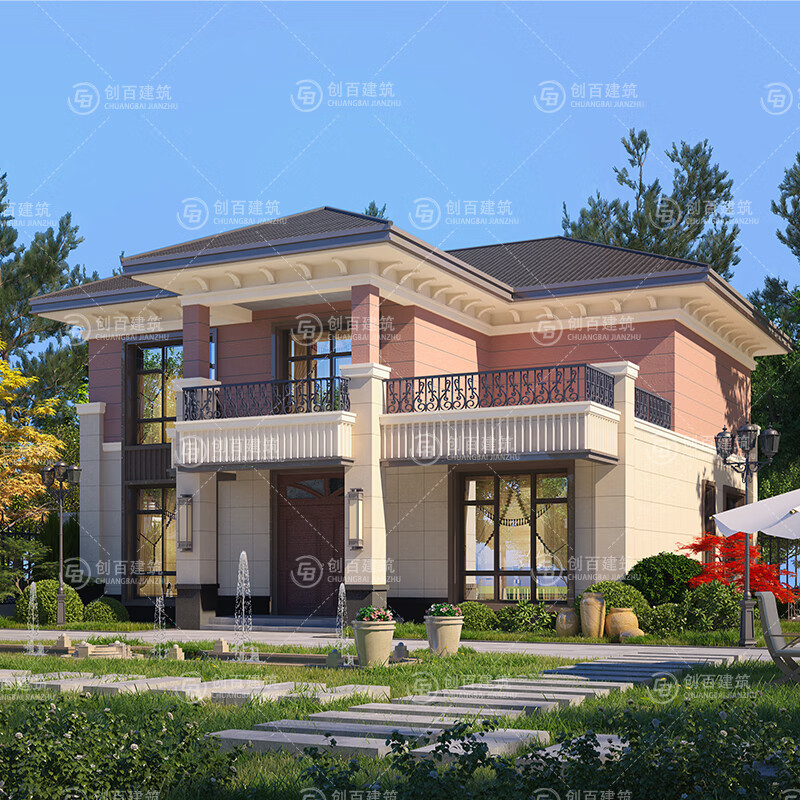 二层别墅图纸设计农村自建房2层房屋简约风建筑结构施工图纸创百