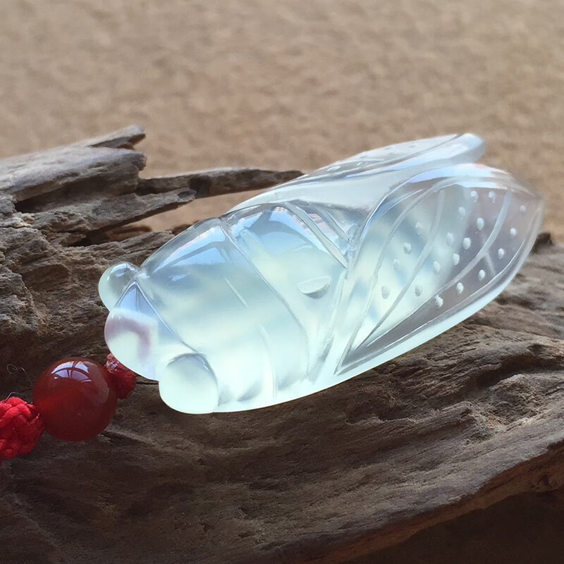 甘夏岫玉真玉玉蝉吊坠一鸣惊人冰种玉石坠女天然岫岩玉知了蝉小挂件男