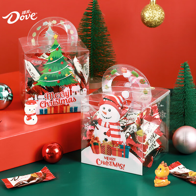 德芙（Dove）巧克力盒装婚庆零食糖果生日礼物元旦节送女友 新旧包装随机发货 德芙圣诞巧克力礼盒