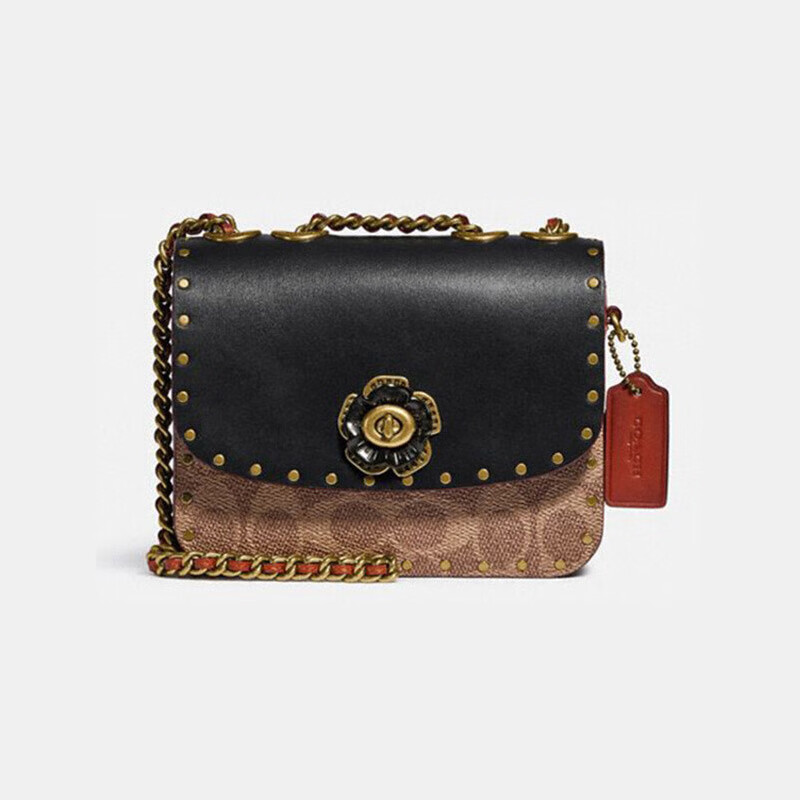 蔻驰(coach)奢侈品女包 专柜款山茶花链条包 小号单肩斜挎包 送女友