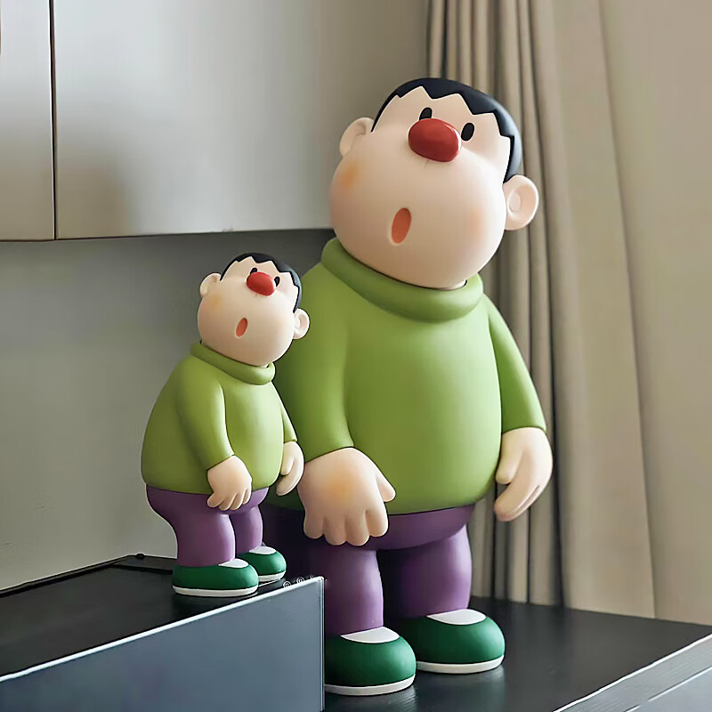 艾优格哆啦a梦机器猫大号技安初登场q版呆萌歪头胖虎桌面小摆件公仔