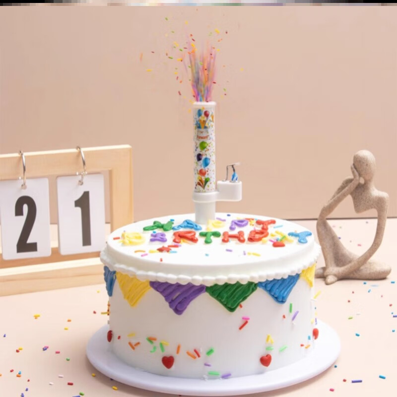 生日蜡烛喷焰花氛围感烟花蜡烛创意生日蜡 新款糖果礼花蜡烛音乐款1个