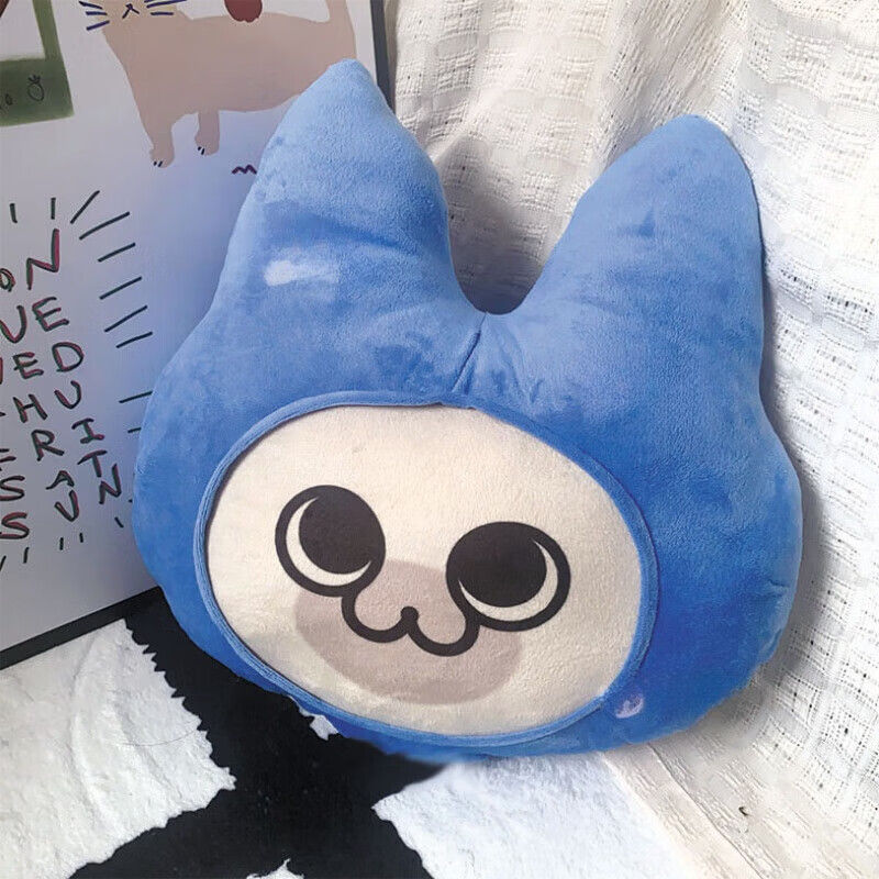 艾露猫大头崛起卡通呆头猫猫头可爱呆猫萌生 蓝头套艾露猫大头 约35cm