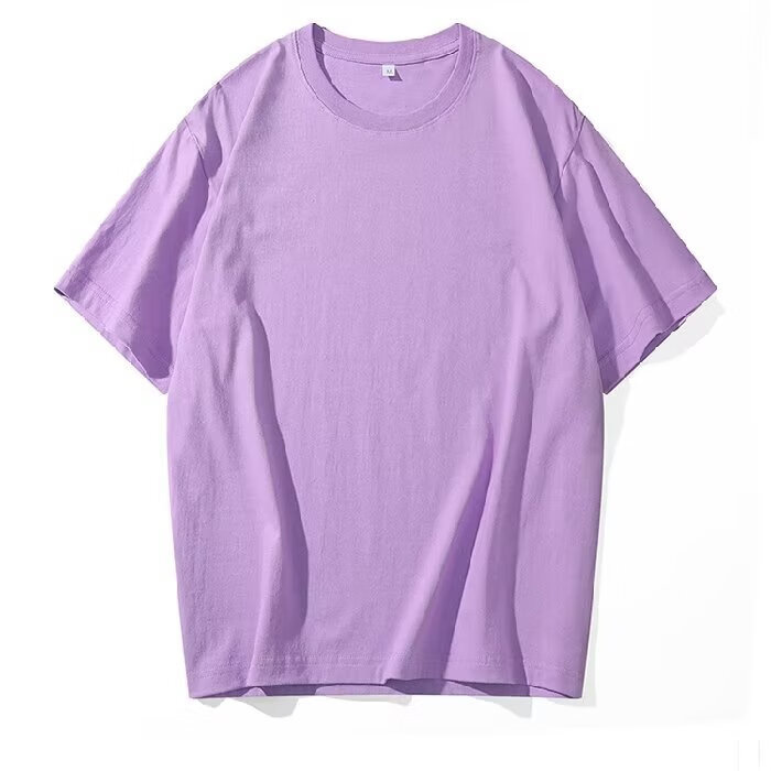 夏季大地色糖果色纯色精梳棉短袖t恤男女同款打底衫体恤上衣服ins 紫色 M【D08款】