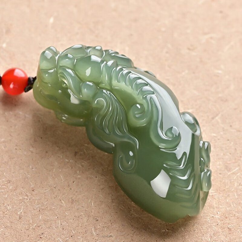 彩玉人间和田玉貔貅吊坠挂件男女款玉坠雕刻送证书 22*49*17mm