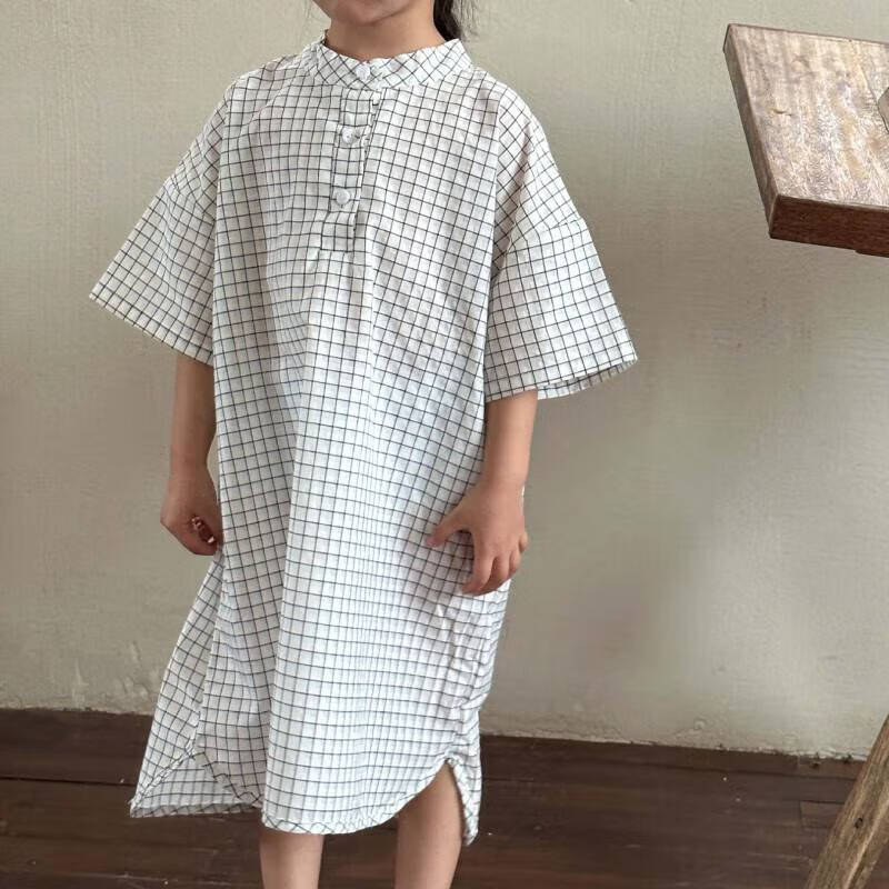 戴丽格儿童夏季套装童韩版新款宝宝洋气童连衣裙姐弟兄妹装 X81908格子裙子 80cm