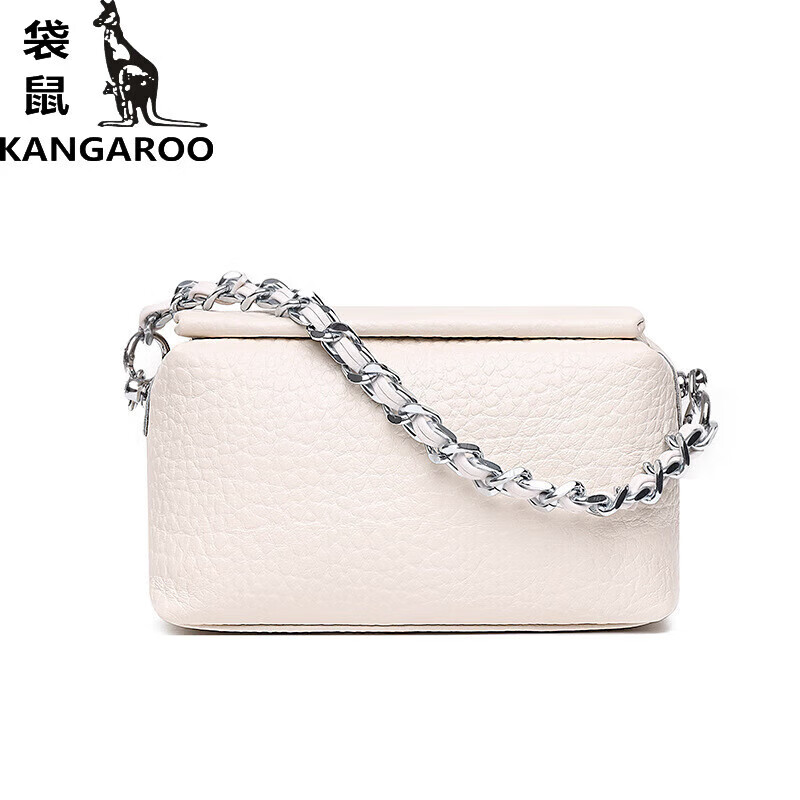 袋鼠(kangaroo)名牌精致简约单肩真皮链条包女2024夏季新款手提小方包