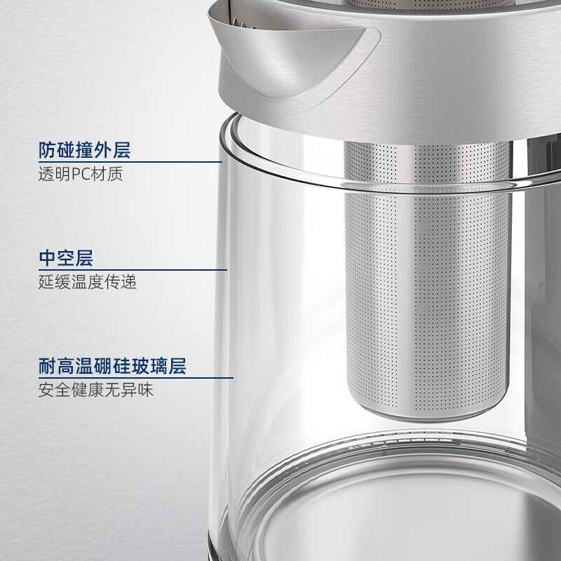 QUEENSENSE【顺丰速运】德国QUEENSENSE烧水壶家用电水壶保温热水壶玻璃电热水壶开水壶 1.7L 【经典款】保温24H+双层防烫+智能温控