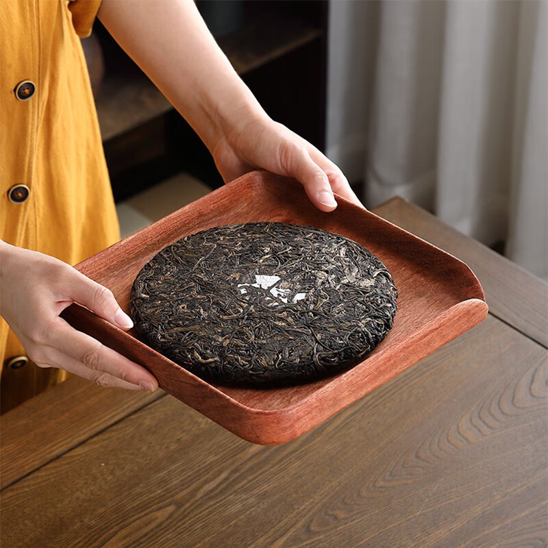 自像堂整块花梨木深挖无漆普洱茶分茶盒赏评茶托撬茶盘开茶盘茶具零配  斜边加厚整块花梨木分茶盘+茶拨